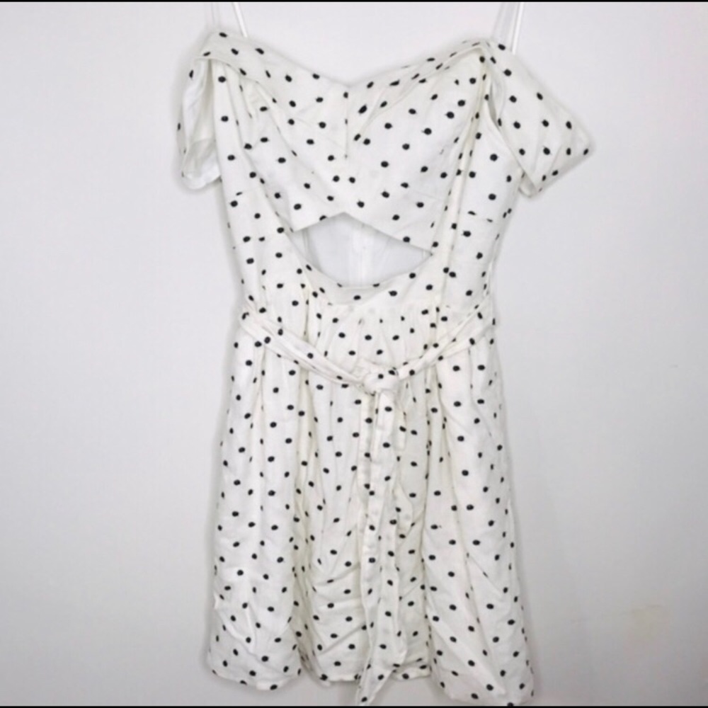 WAYF Capri Knot Cutout Polka Dot Fit & Flare Dress - Picture 3 of 8